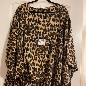 Leopard poncho balloon style top